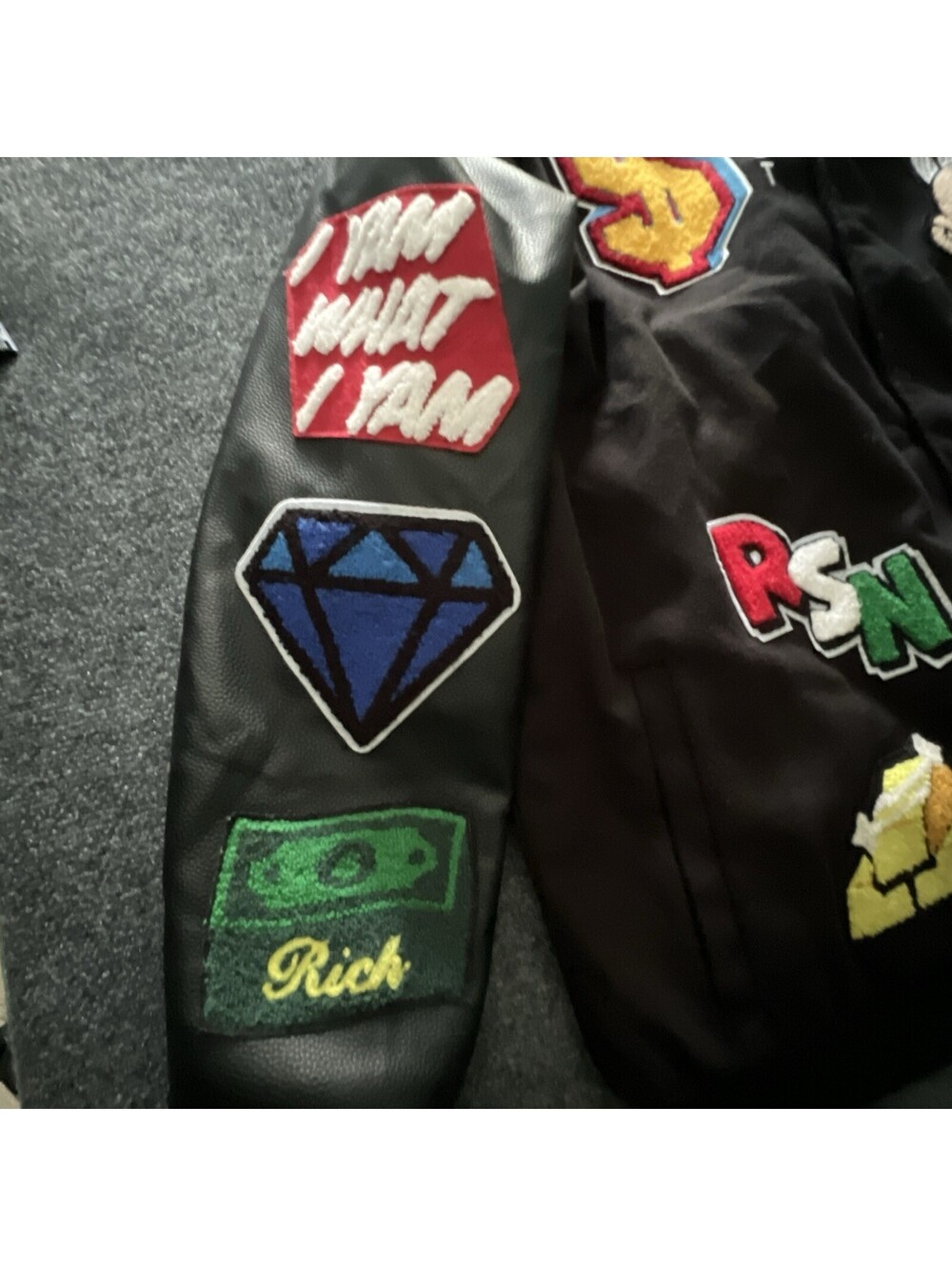 Reason Clothing X Popeye Mens XXL Varsity Bomber Jacket Chasing Cash Patches EUC - Picture 11 of 11